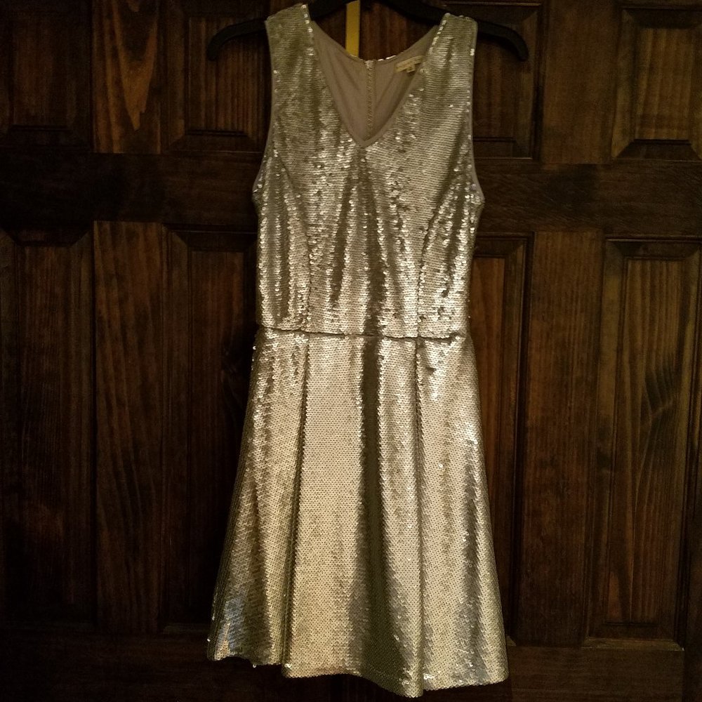 Copper Key Silver Sequin Dress - M